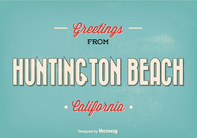 Huntington Beach Retro Greeting Illustration - Free vector #342265